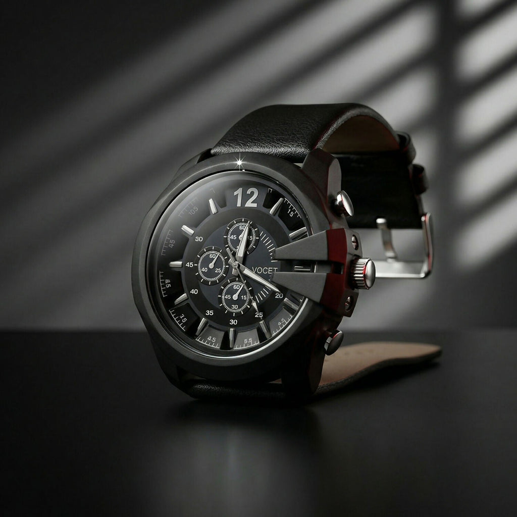 Black Multi-Dial Chronograph Watch – Rugged & Sporty Style