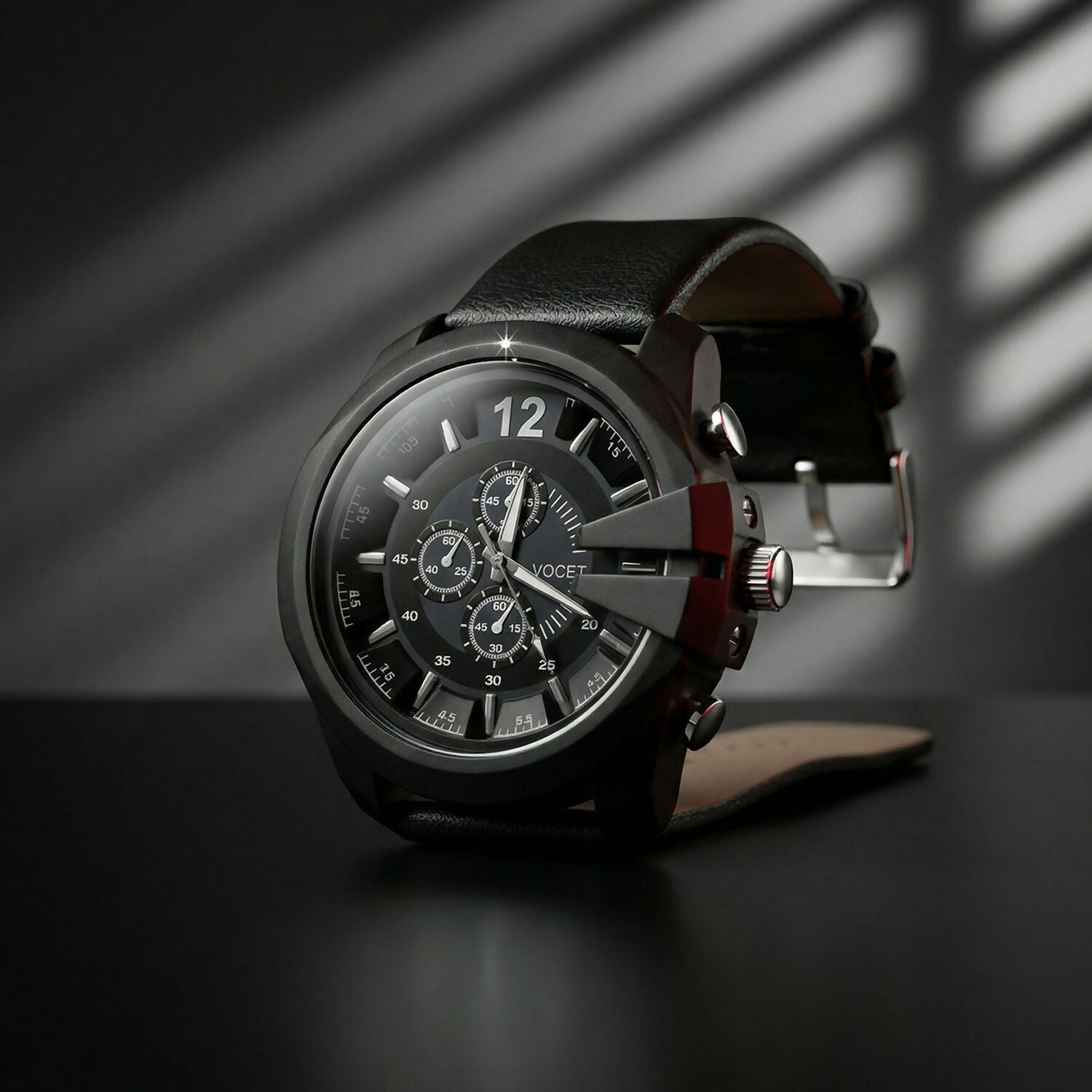 Black Multi-Dial Chronograph Watch – Rugged & Sporty Style
