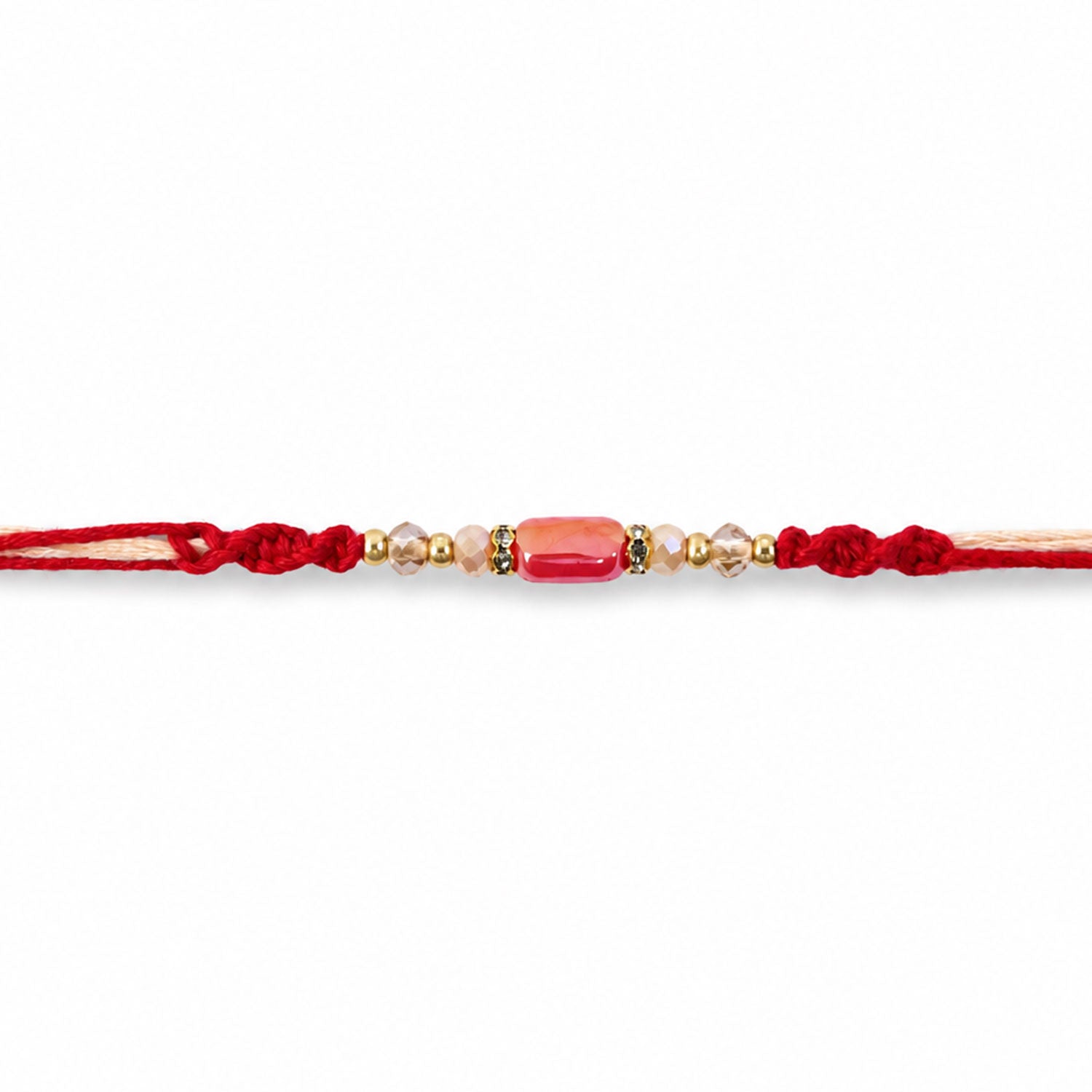 ALVENZA Sparkling Pearl Stone Rakhi with Colorful Thread and Premium Festive Beauty