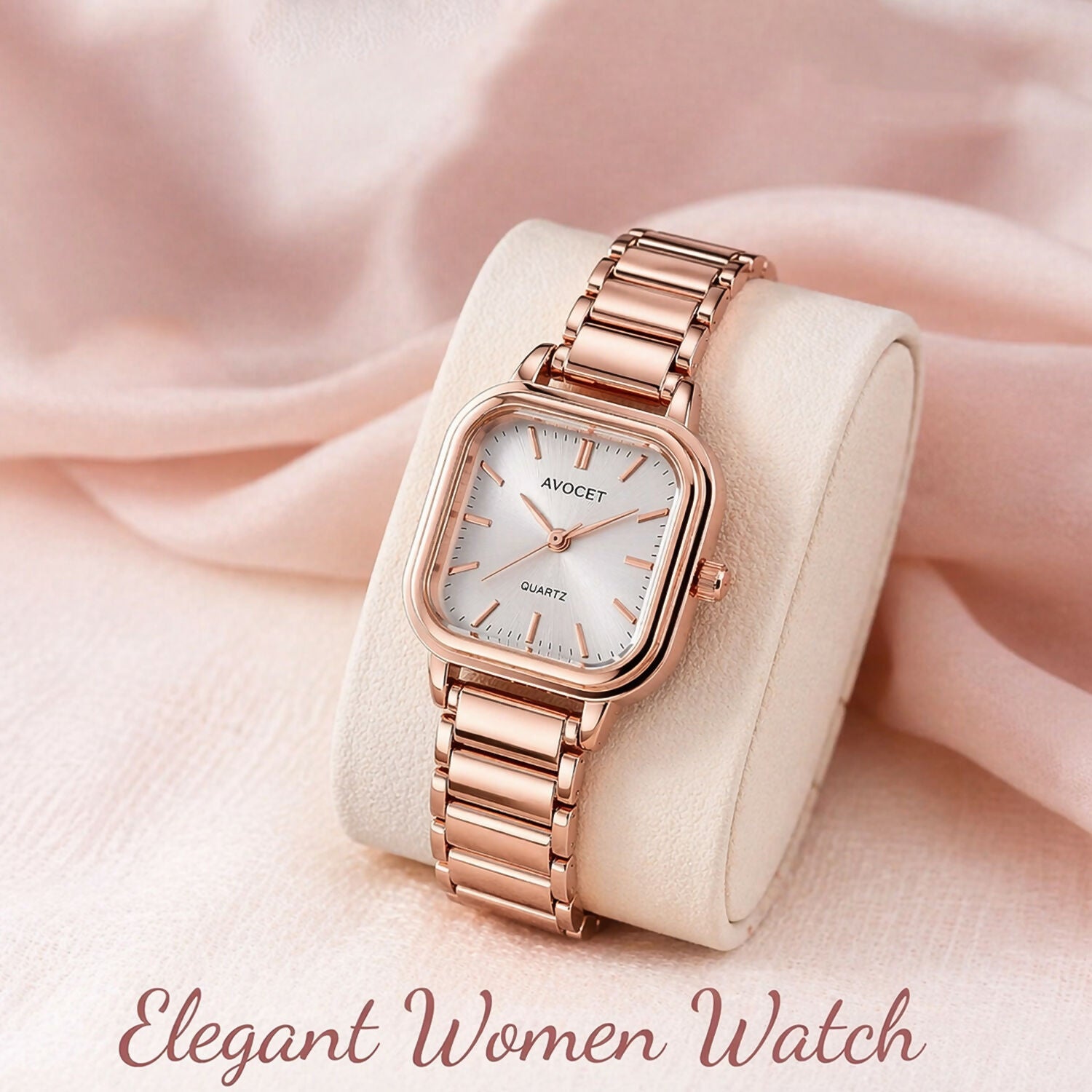 Women’s Square Dial Watch – Elegant Rose Gold Finish for Daily Wear