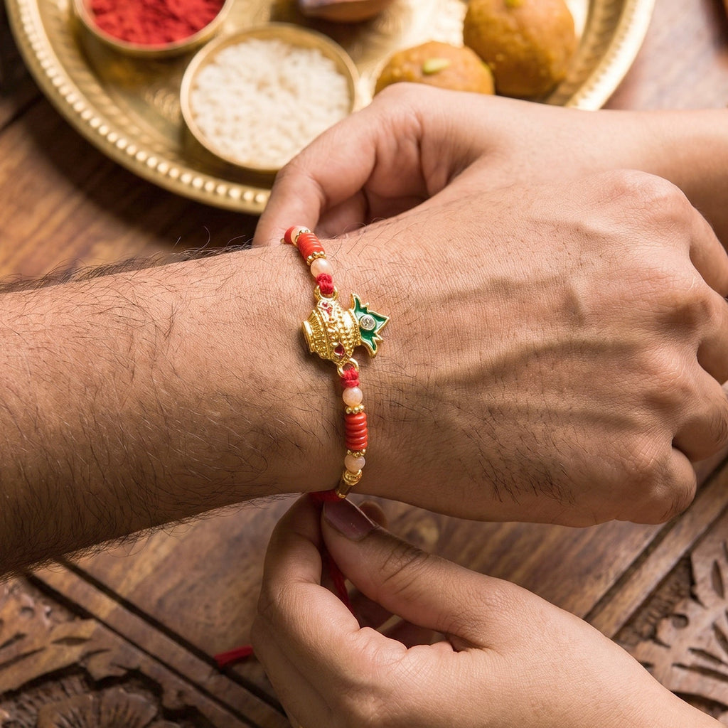ALVENZA Sacred Kalash Rakhi – Traditional & Stylish for Raksha Bandhan