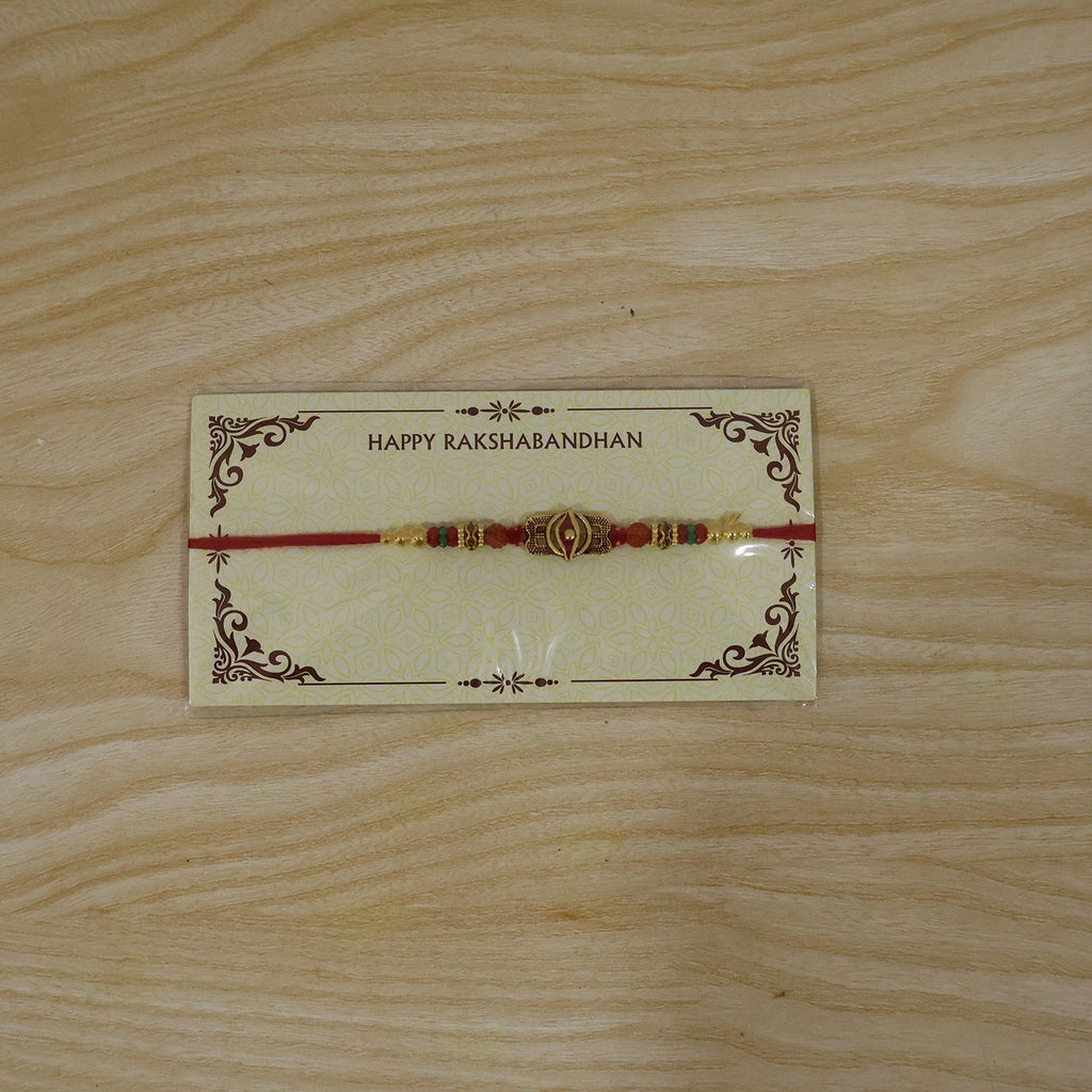 ALVENZA Rudraksha Rakhi – Antique Oxidized Design for Brother