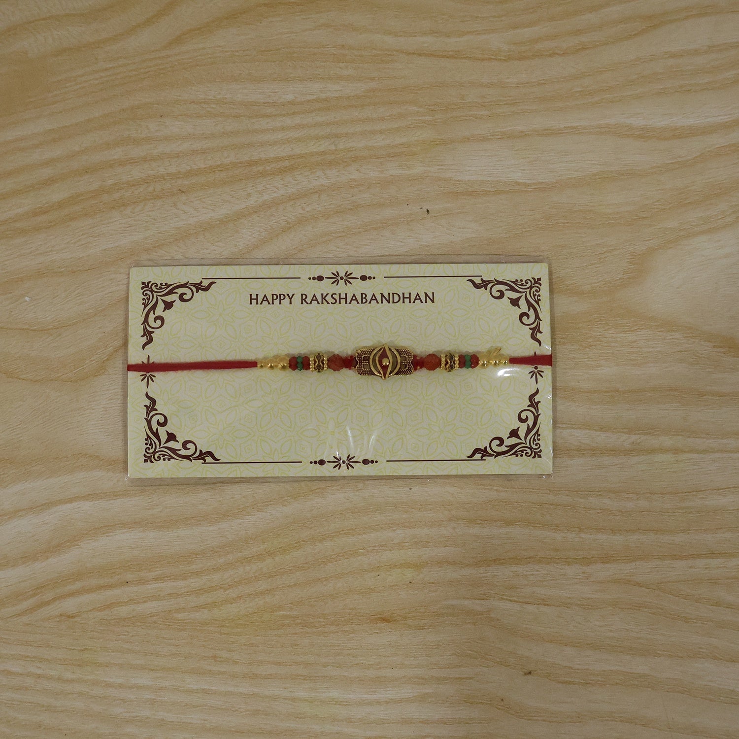 ALVENZA Rudraksha Rakhi – Antique Oxidized Design for Brother
