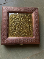 ALVENZA Antique Brass Peacock Dry Fruit Box – Elegant Dual-Tone Design