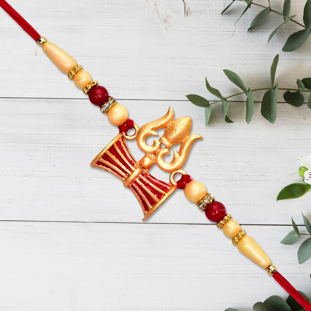 ALVENZA Shiva Trishul Rakhi – Handcrafted Spiritual Protection for Brother