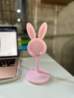 ALVENZA Adjustable Pink Bunny Ear Phone Stand – Cute & Stable Desk Accessory