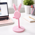 ALVENZA Adjustable Pink Bunny Ear Phone Stand – Cute & Stable Desk Accessory
