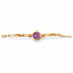 Gold Plated Purple Dial Bracelet Watch With Elegant Design For Women And Girls