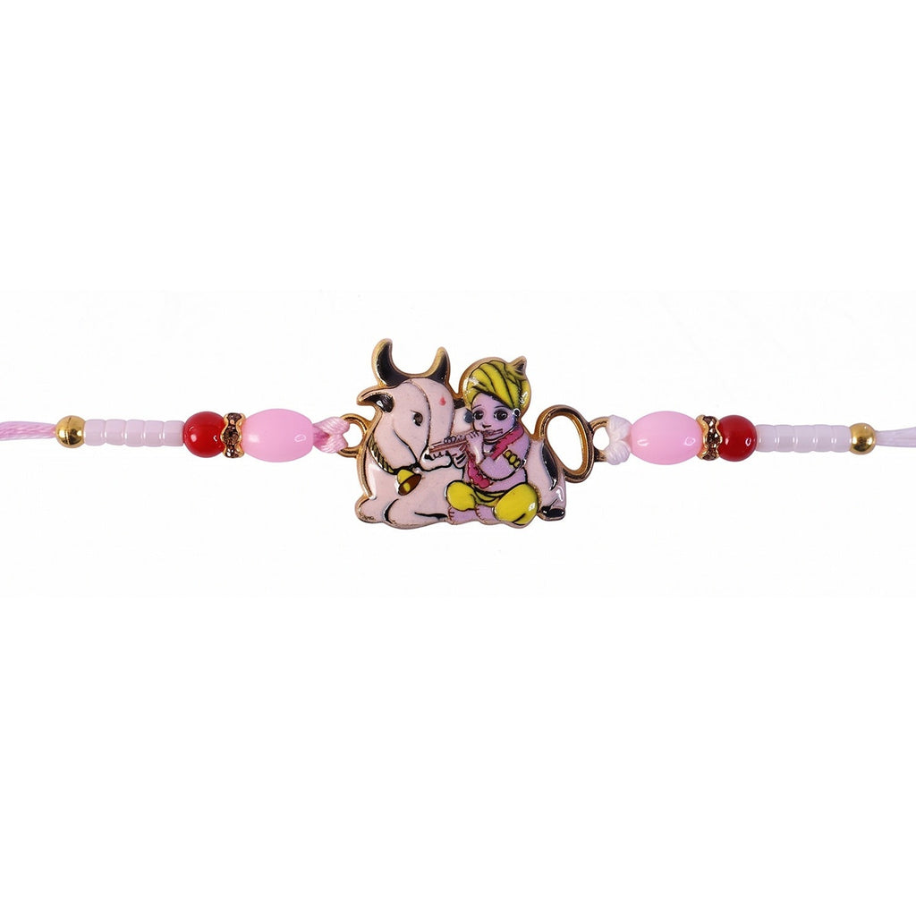 ALVENZA Krishna with Cow Designer Rakhi – Traditional & Comfortable for Brother