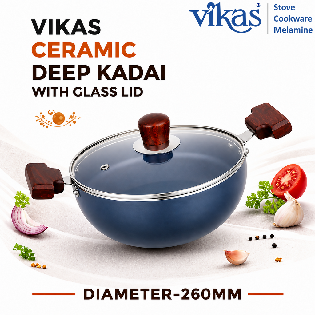 ALVENZA Deep Ceramic Kadai – Non-Stick, Durable & Suitable for All Stoves