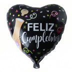 Black Heart Feliz Cumpleaos Foil Balloon Bright Party Decor - Detail View 5