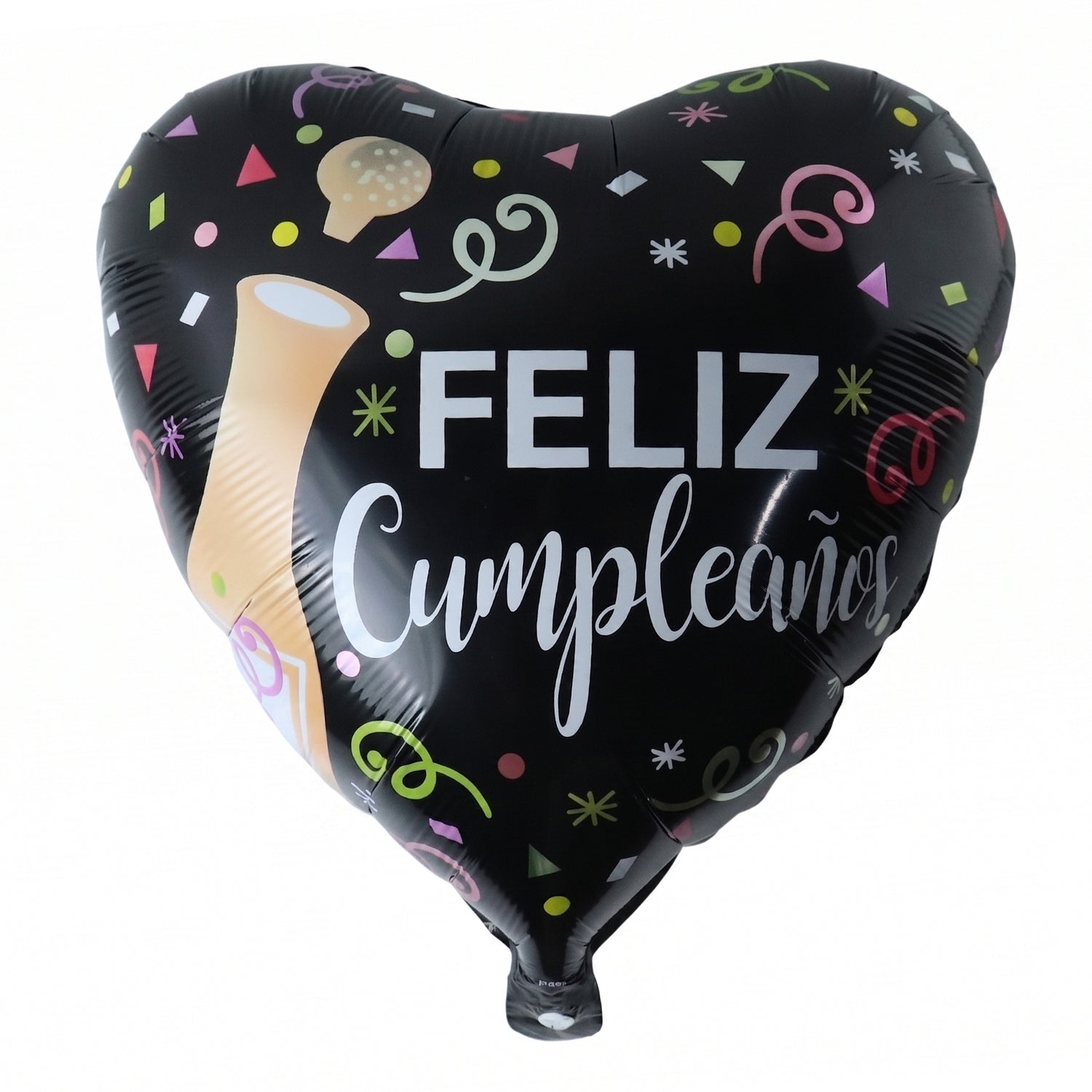Black Heart Feliz Cumpleaos Foil Balloon Bright Party Decor - Detail View 5