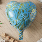 Blue Marble Heart Foil Balloon Bright & Festive Party Decor - Detail View 8