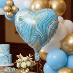 Blue Marble Heart Foil Balloon Bright & Festive Party Decor - Front View