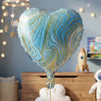 Blue Marble Heart Foil Balloon Bright & Festive Party Decor - Detail View 7