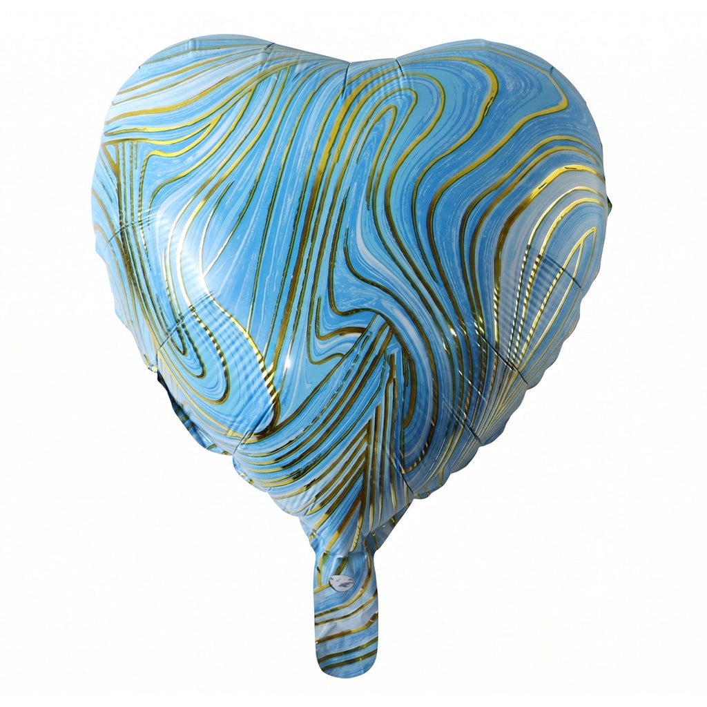 Blue Marble Heart Foil Balloon Bright & Festive Party Decor - Detail View 5