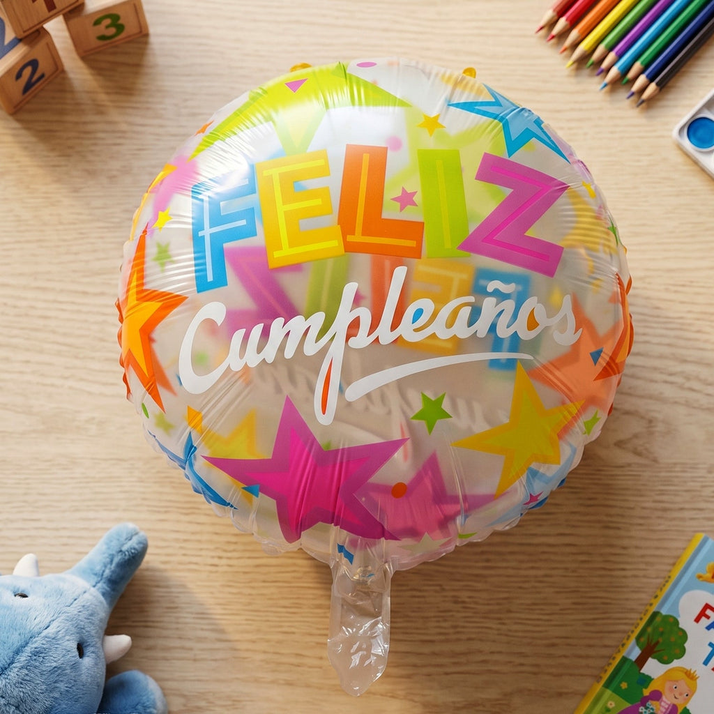 Colorful Feliz Cumpleaos Foil Balloon Bright Birthday Decoration - Front View