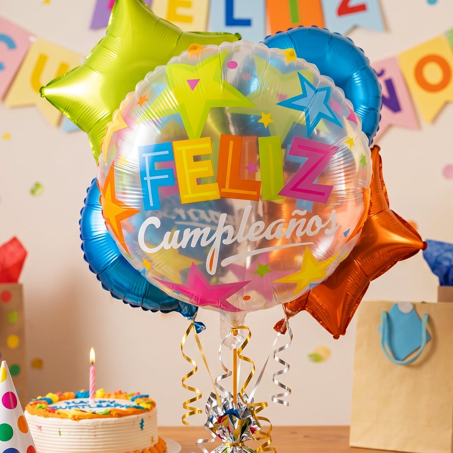 Colorful Feliz Cumpleaos Foil Balloon Bright Birthday Decoration - Detail View 7