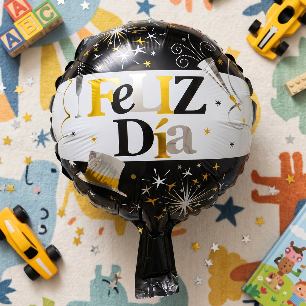 Black Gold 'Feliz Dia' Foil Balloon Bright Party Decor for Celebrations - Detail View 8