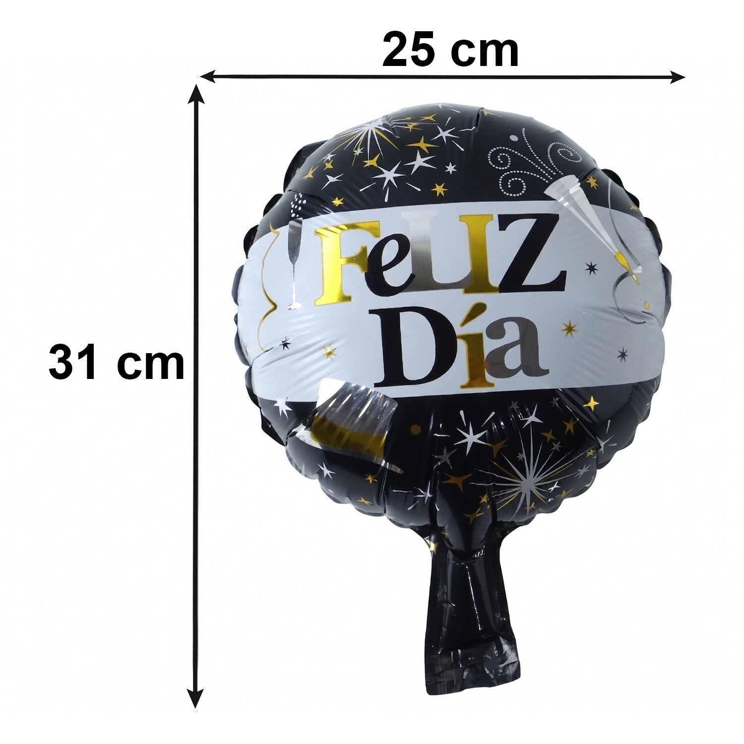 Black Gold 'Feliz Dia' Foil Balloon Bright Party Decor for Celebrations - Detail View 6