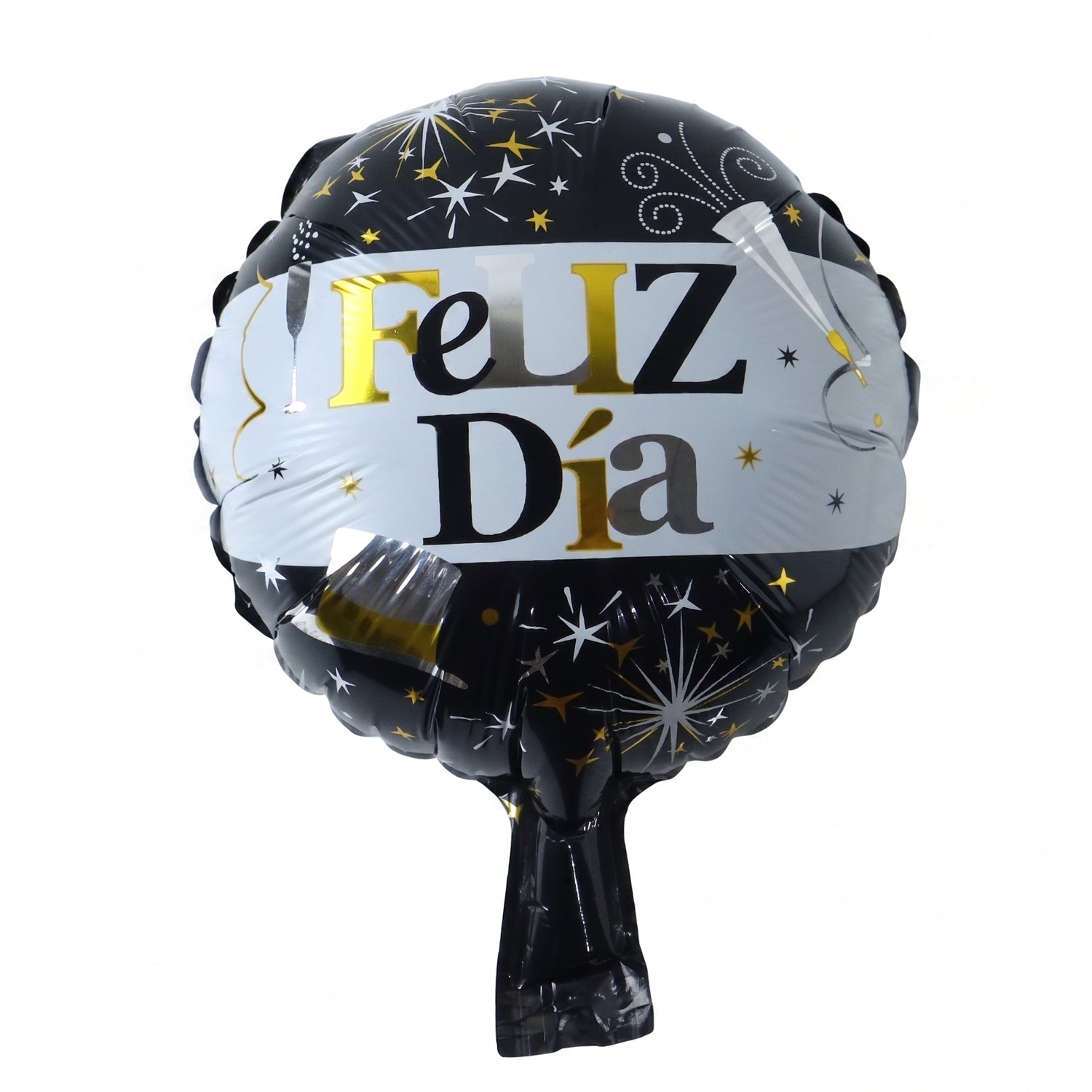 Black Gold 'Feliz Dia' Foil Balloon Bright Party Decor for Celebrations - Detail View 5