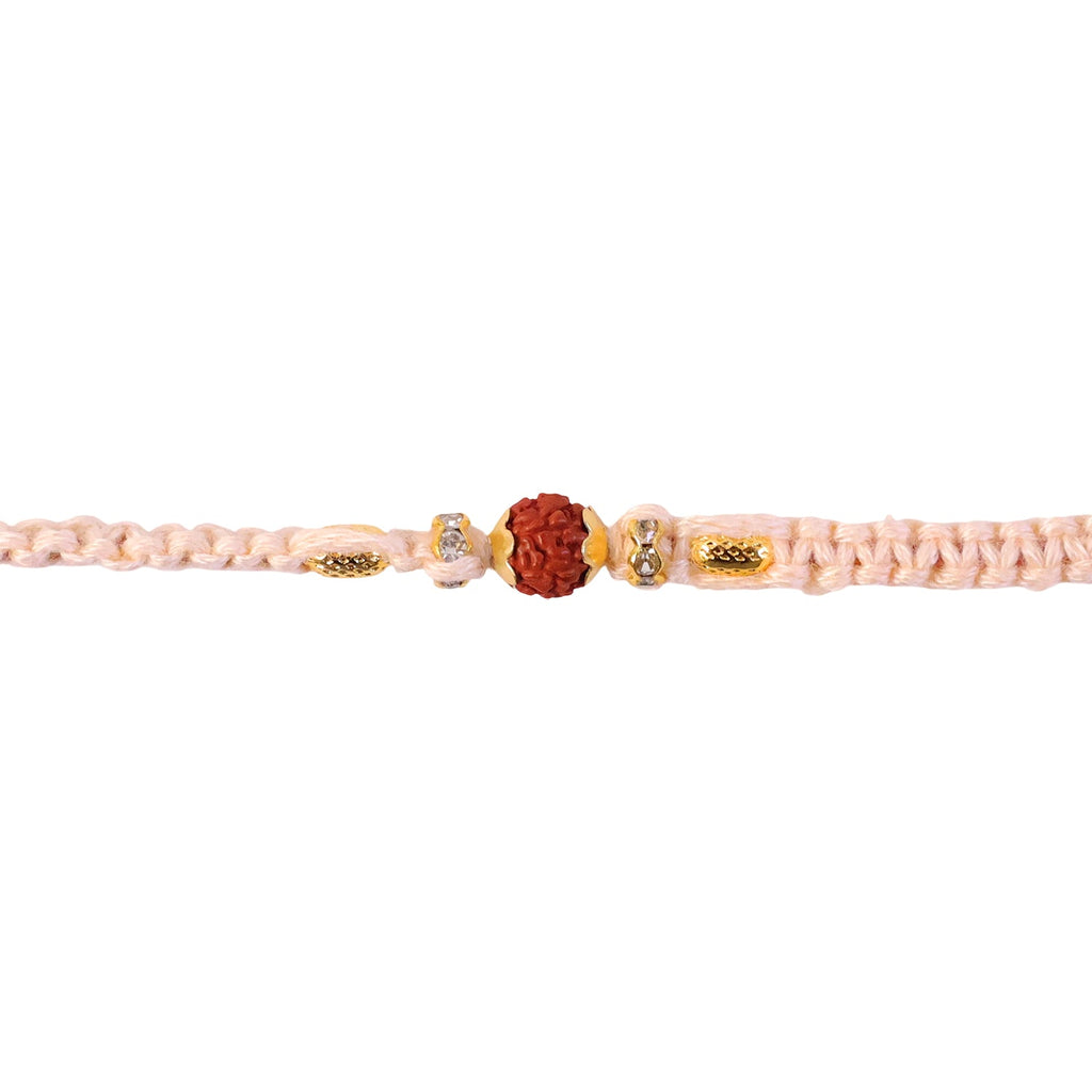 ALVENZA Beautiful Silver Style Rakhi with Soft Beads, Stone Detail and Premium Festive Look
