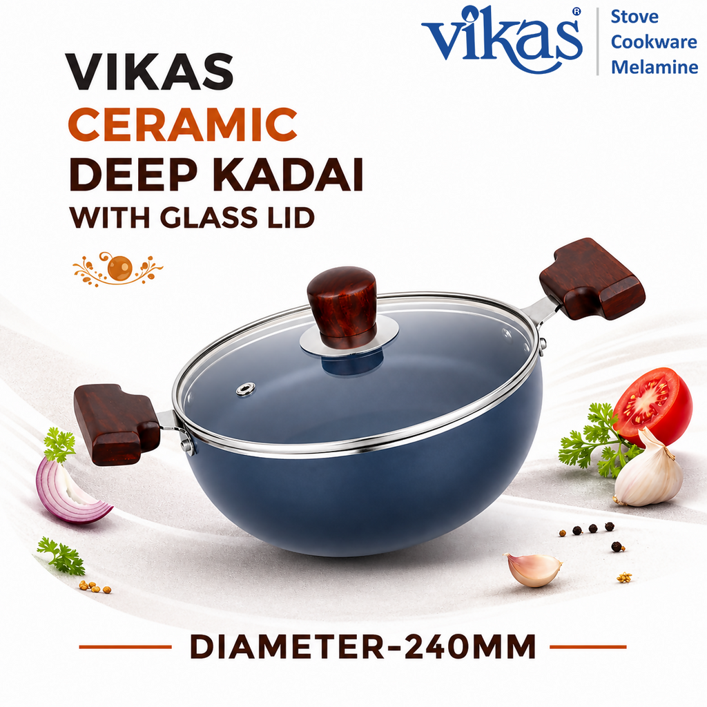 ALVENZA Deep Ceramic Kadai – Non-Stick, Durable & Suitable for All Stoves
