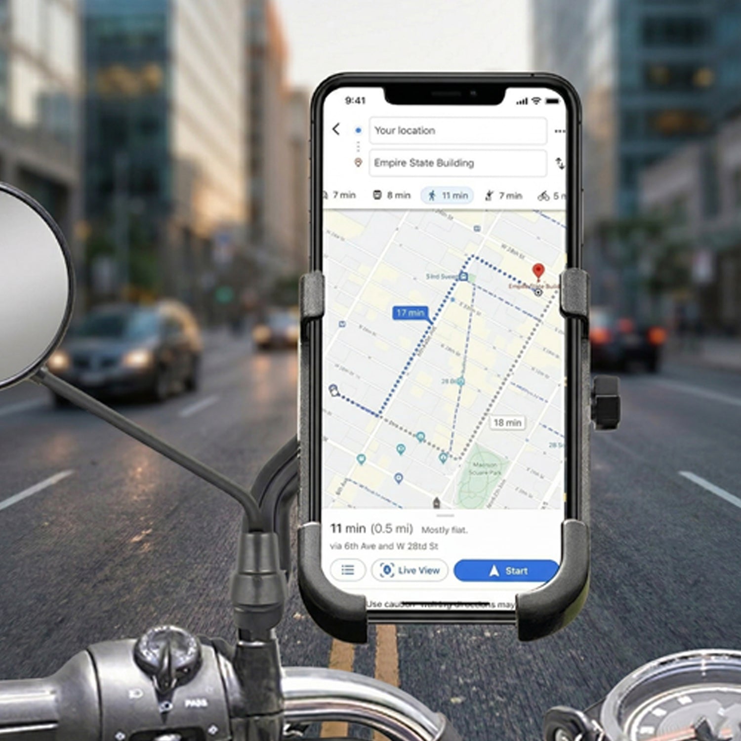 ALVENZA Metal Bike Phone Holder – Rear View Mirror Mount | PHOBIA