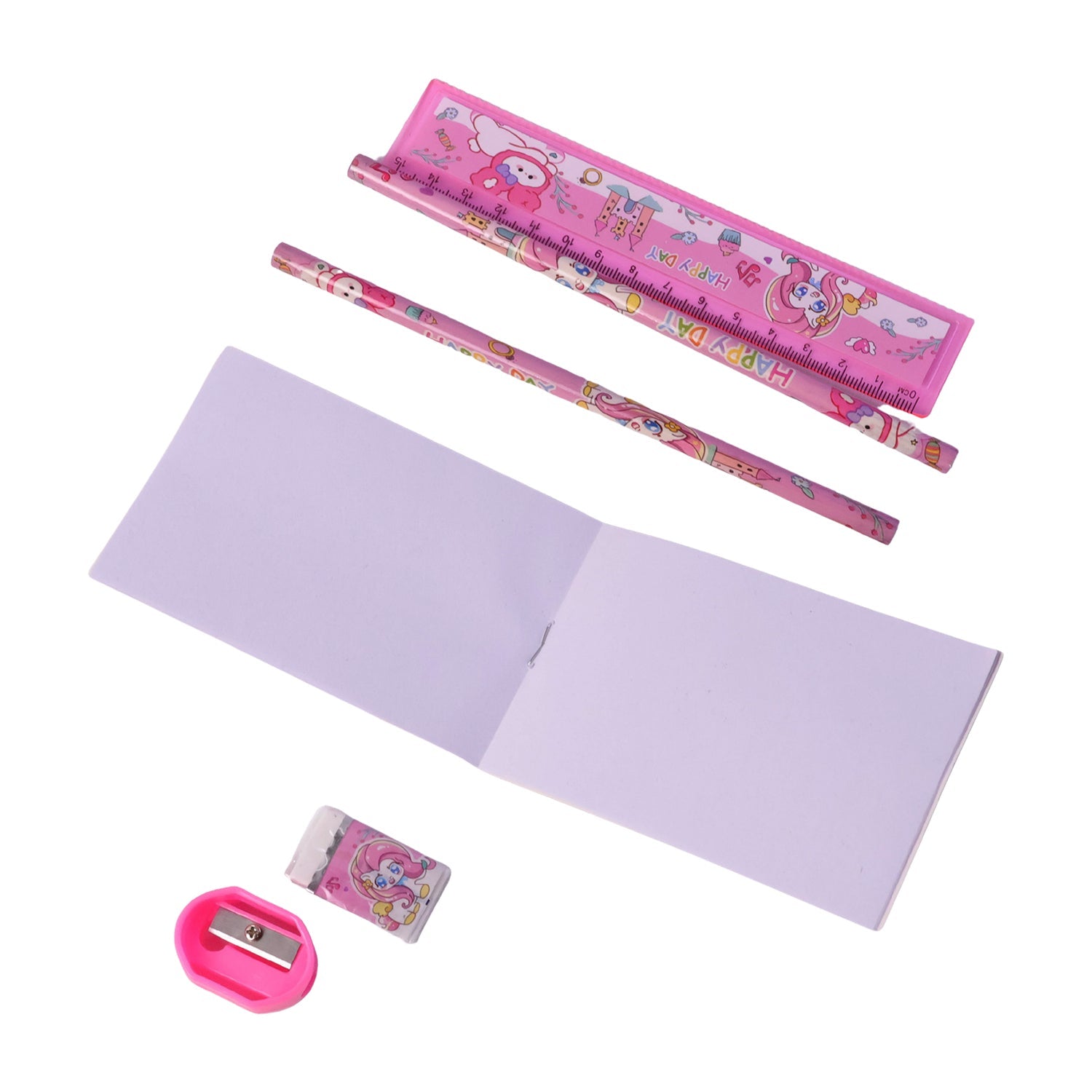 Cartoon Stationery Gift Set Complete Kids School Supplies with Unicorn Design - Detail View 5
