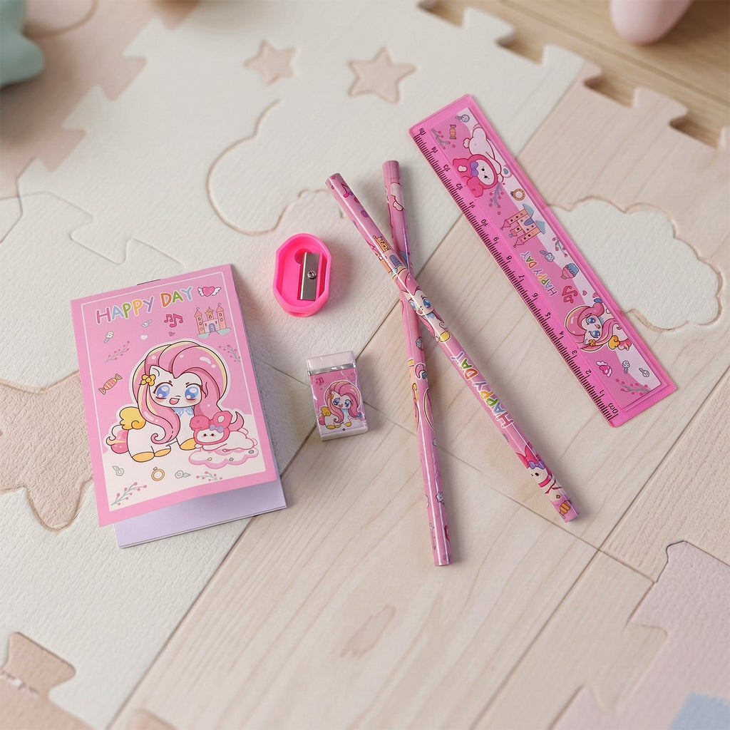 Cartoon Stationery Gift Set Complete Kids School Supplies with Unicorn Design - Detail View 7