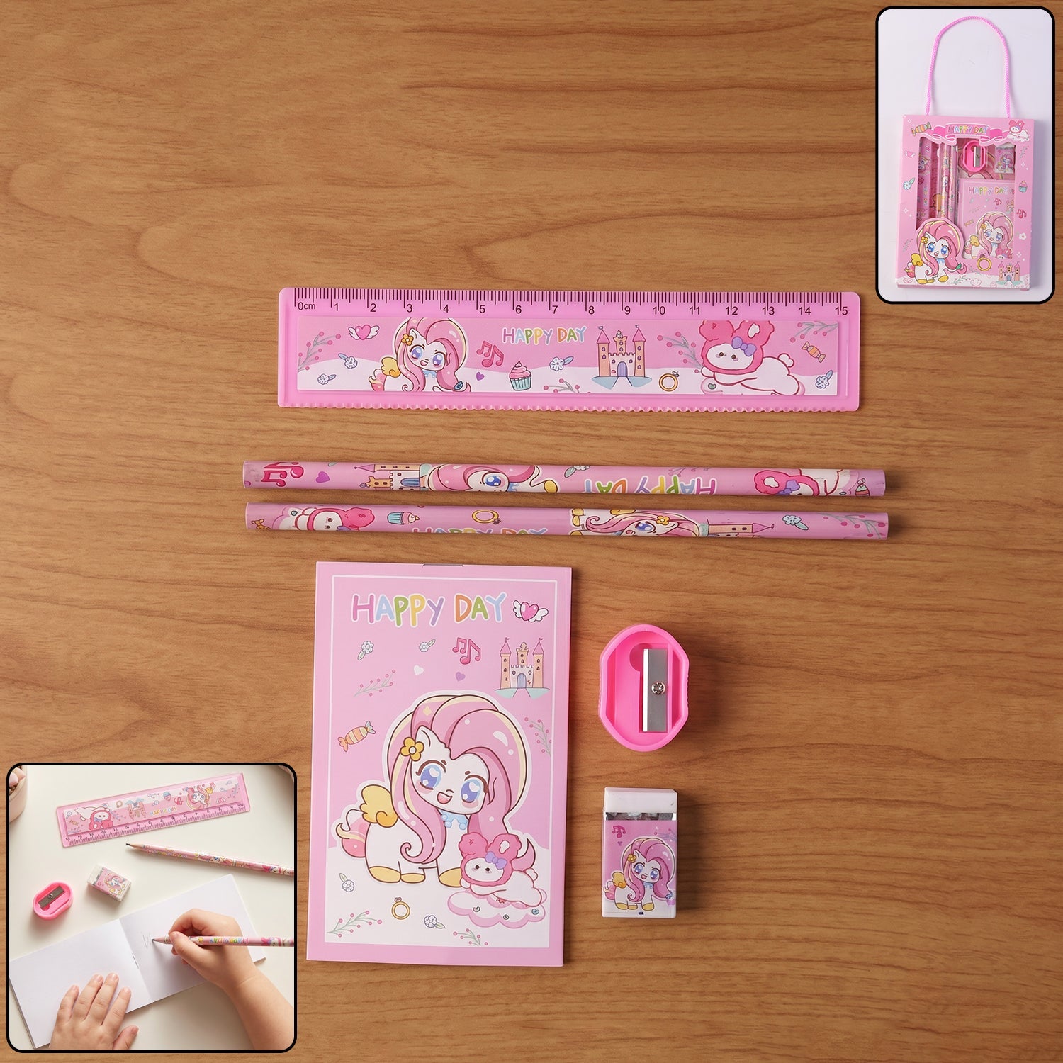 Cartoon Stationery Gift Set Complete Kids School Supplies with Unicorn Design