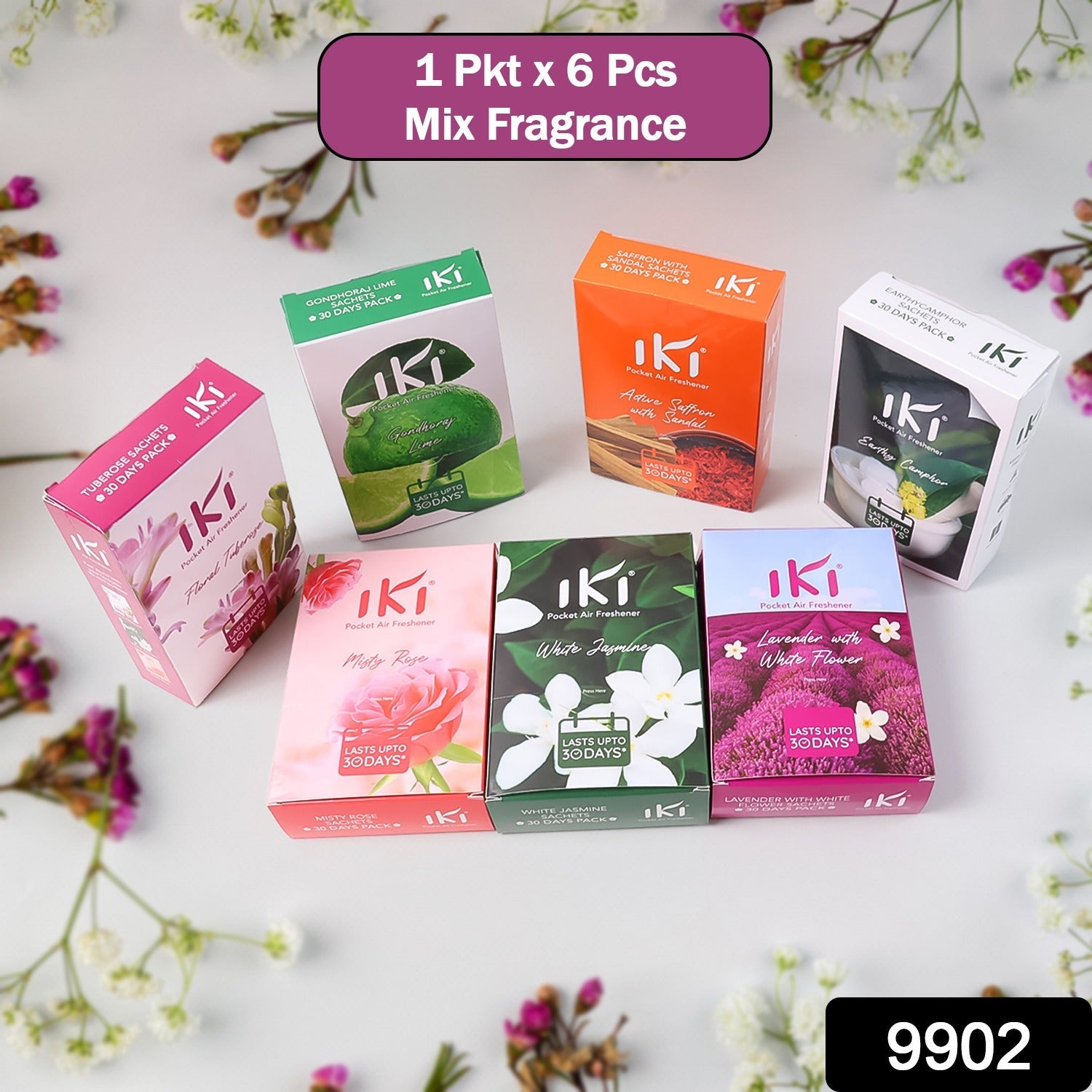 Pocket Air Freshener Mix 6 Assorted Long-Lasting Scents - Side View