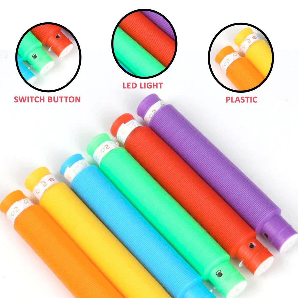 ALVENZA Sensory Fidget Tubes – 12-Pack Colorful Stretch & Pop Toys | Little Learners