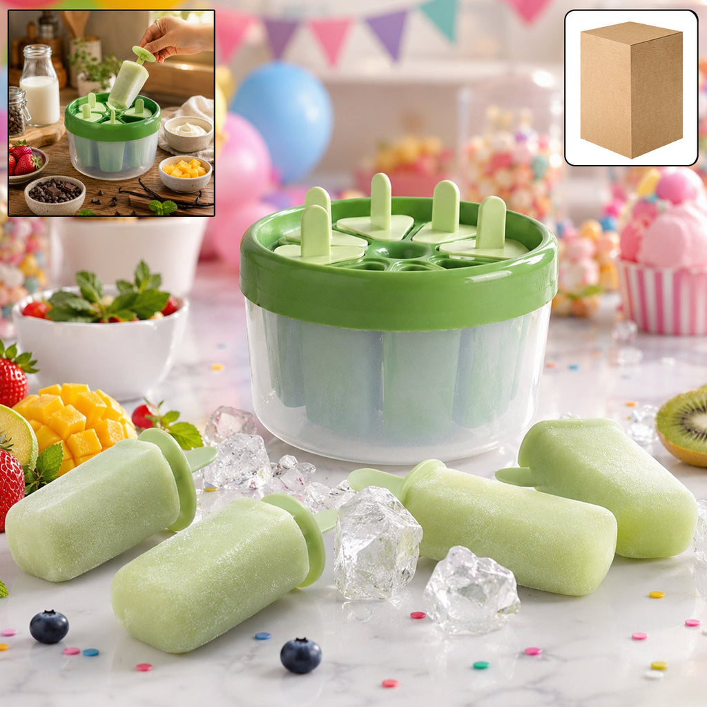 Plastic Ice Candy Popsicle Maker 8 Molds for Homemade Treats - Side View