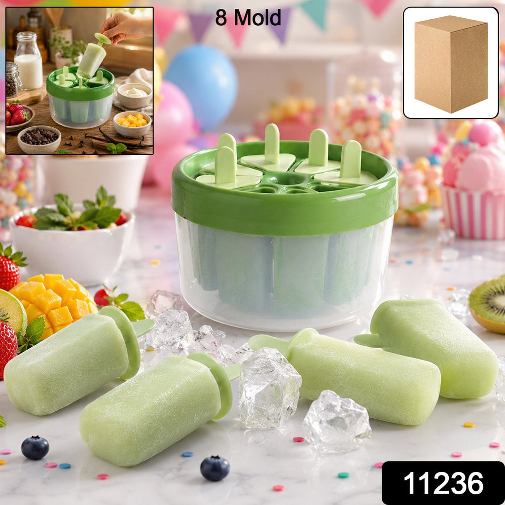 Plastic Ice Candy Popsicle Maker 8 Molds for Homemade Treats - Front View