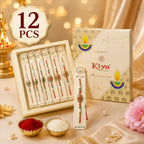 ALVENZA Antique Gold Oval Filigree Rakhi with Red Teardrop Stone, Pearl & Multicolor Beads