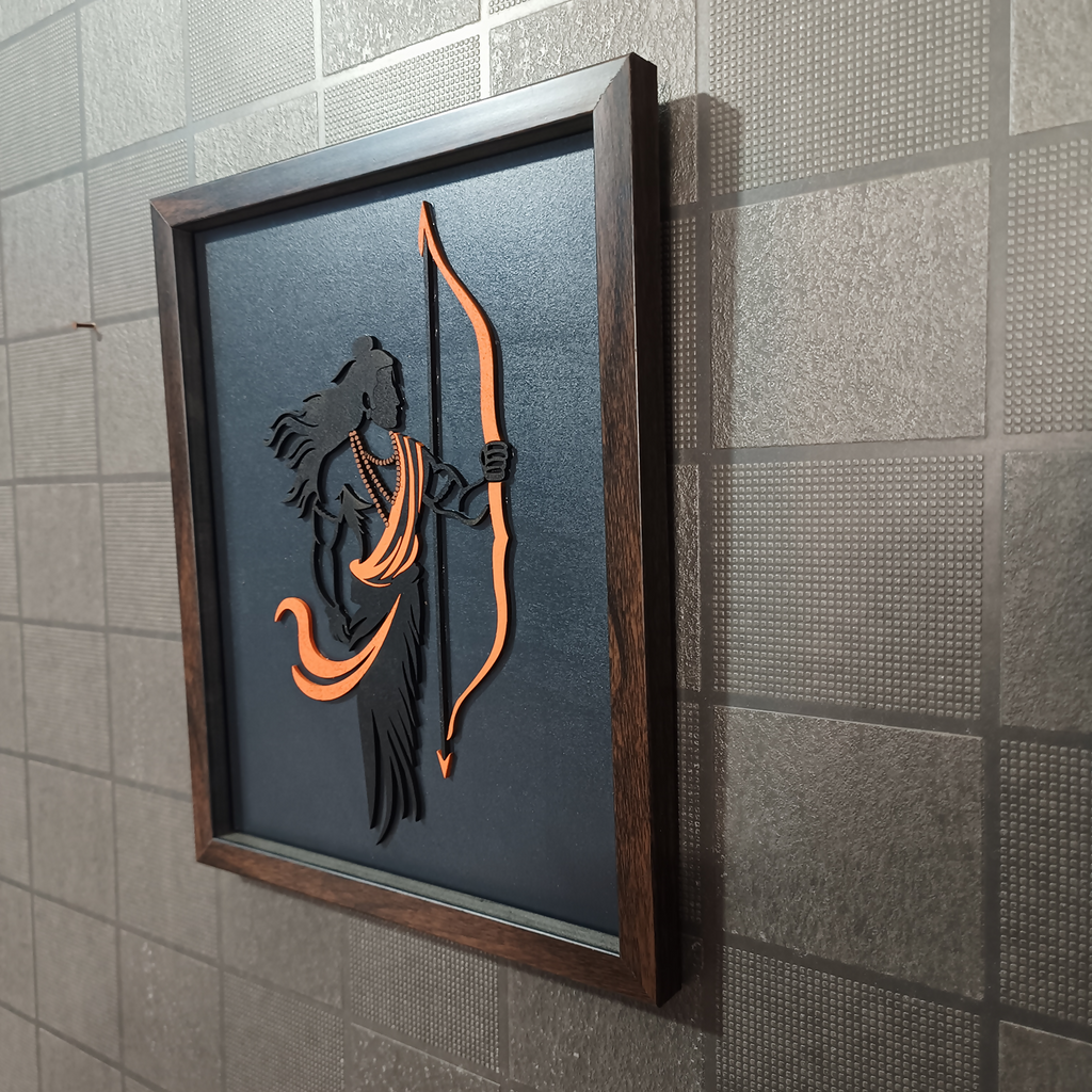 ALVENZA Lord Ram Wall Art – Handcrafted Multi-Layer 3D Wooden Frame