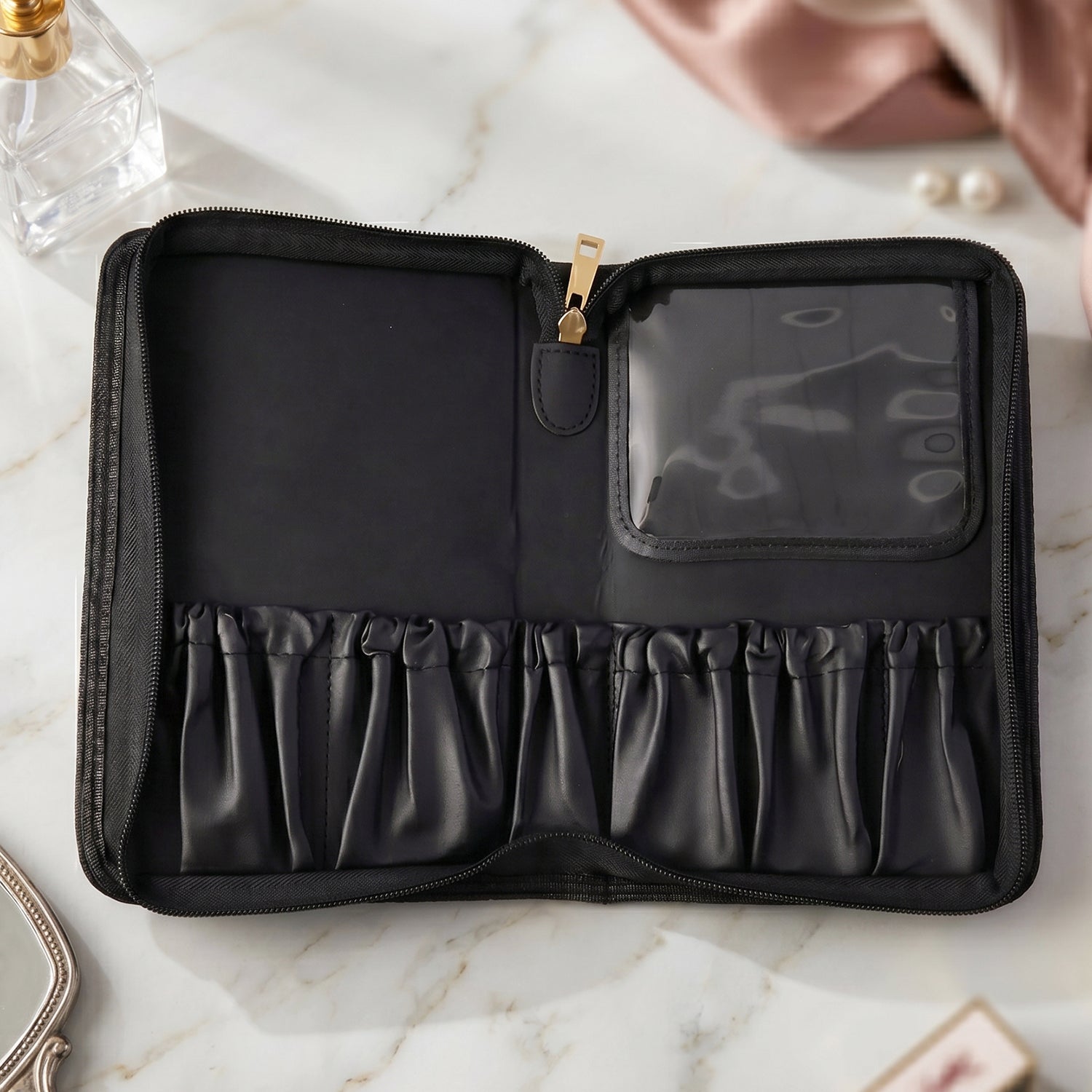 Makeup Organizer Bag Elegant & Travel-Friendly Design - Detail View 5