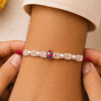 ALVENZA Graceful Pastel Bracelet Rakhi with Silver Centre and Delicate Raksha Bandhan Beauty
