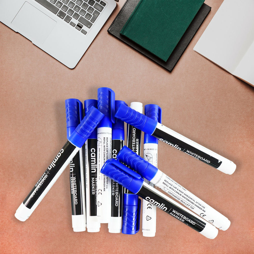 ALVENZA Whiteboard Marker – Bold, Refillable, Easy Wipe Blue (Pack of 10)