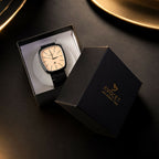 Black Square Analog Watch – Minimalist Champagne Dial for Men