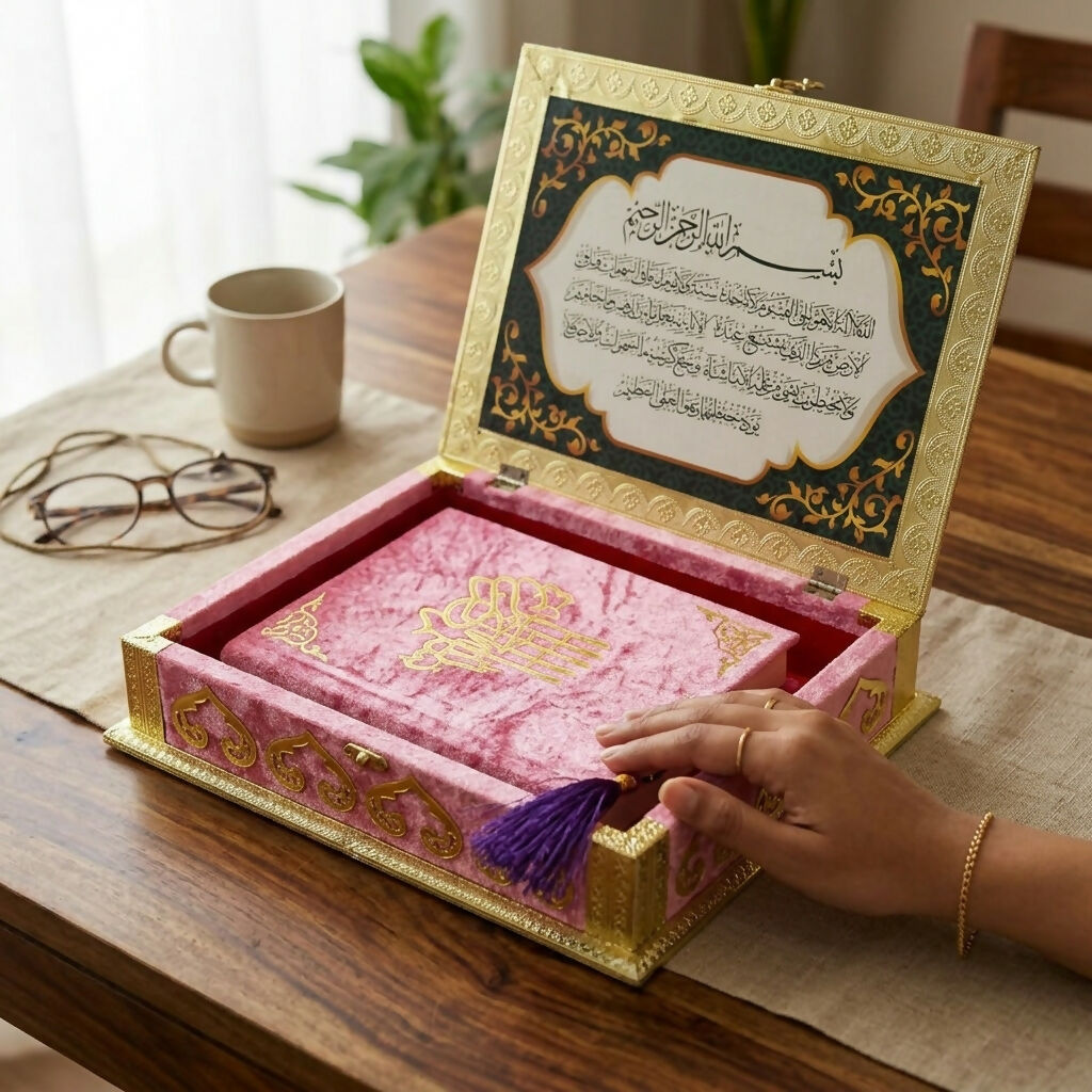 ALVENZA Luxury Velvet Quran Box – Elegant Storage & Prayer Organizer