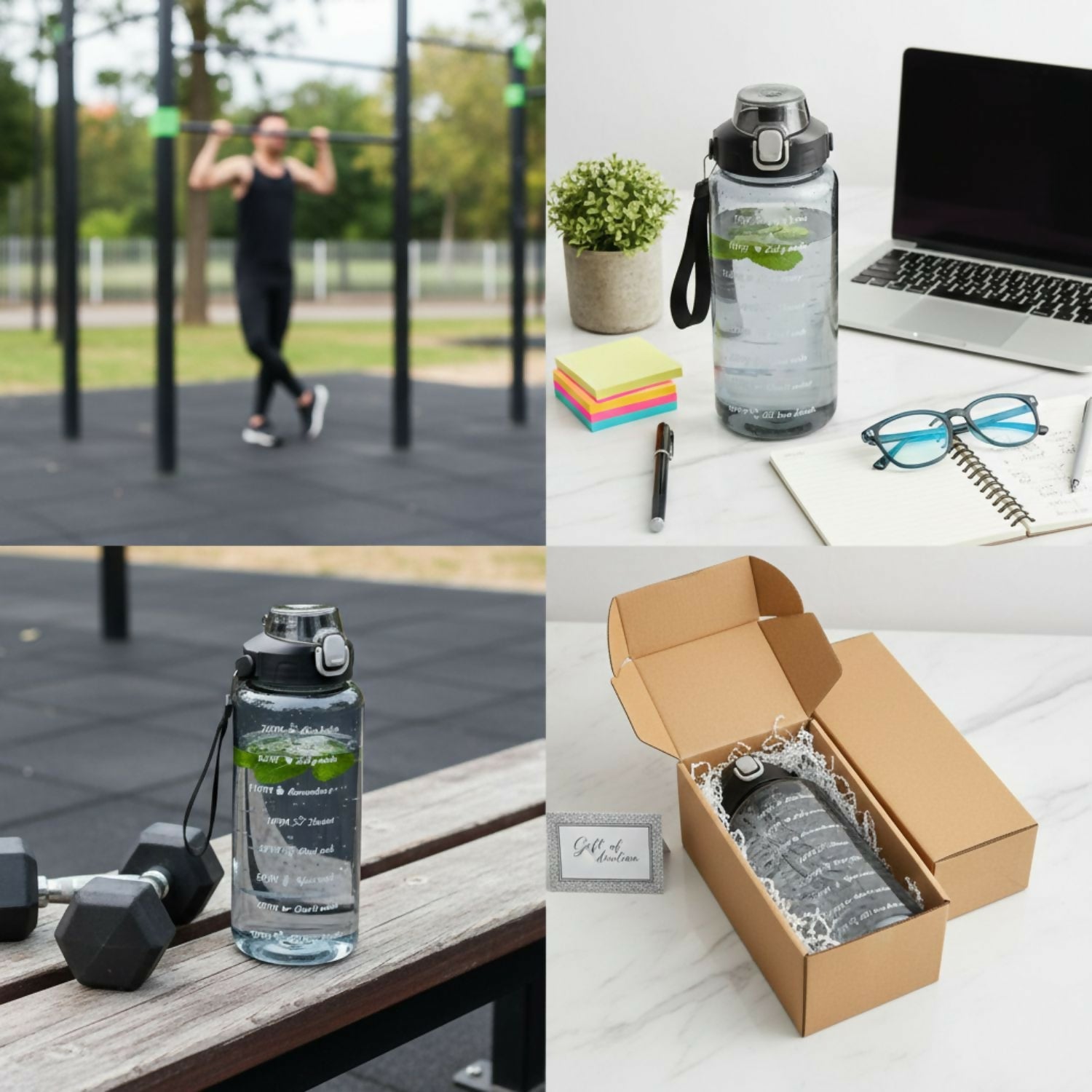 ALVENZA Motivational Water Bottle 2 L – BPA-Free Sipper with Time Marker