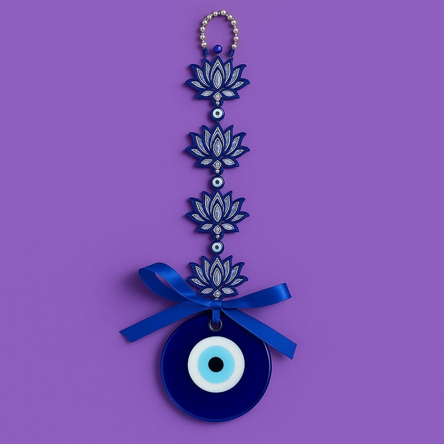 ALVENZA Evil Eye Wall Hanging – Blue Lotus Om Nazar Battu for Protection