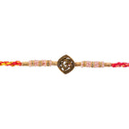 ALVENZA Silver Tone Designer Rakhi with Pastel Beads and Elegant Bracelet Style Finish