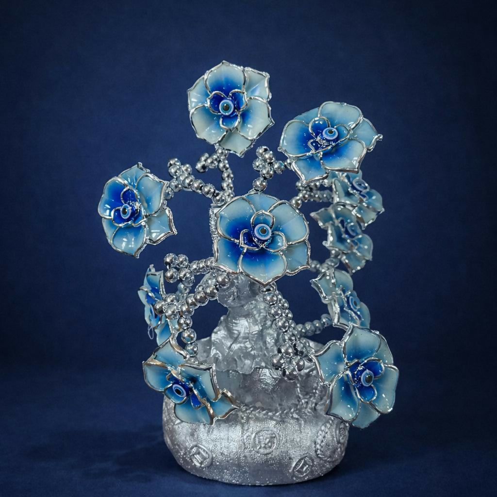 ALVENZA Silver Lucky Flower Tree Showpiece – Elegant Home Decor Accent