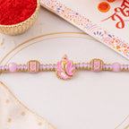 ALVENZA Pink Bracelet Designer Rakhi with Pearl Style Beads and Soft Festive Finish
