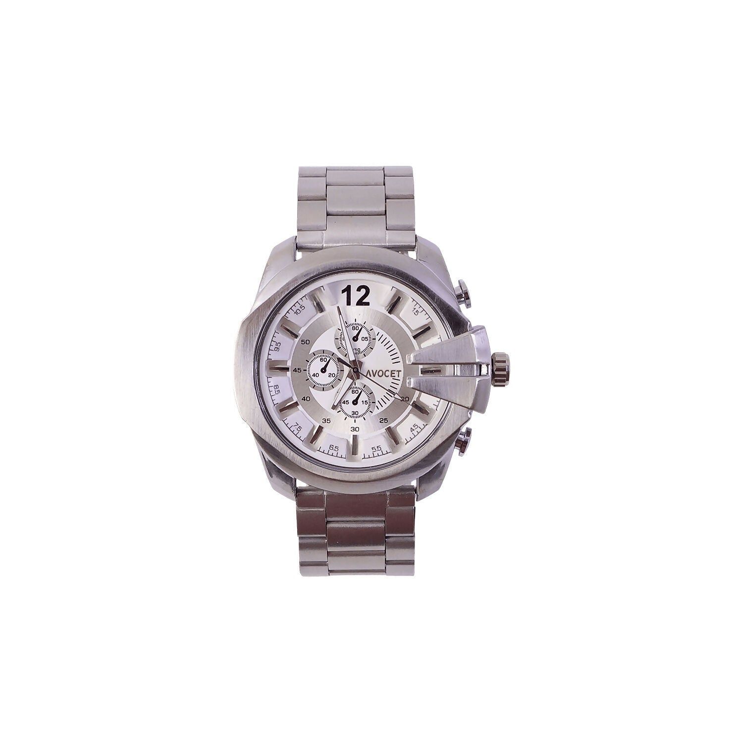 Men's Silver Analog Watch – Elegant Chronograph Design for Daily Wear