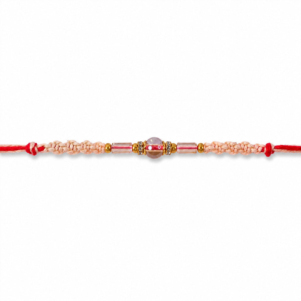 ALVENZA Sparkling Pearl Stone Rakhi with Colorful Thread and Premium Festive Beauty