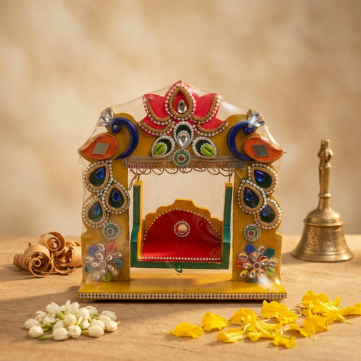 ALVENZA Decorative Laddu Gopal Jhula – Elegant Pooja Seating with Craftsmanship